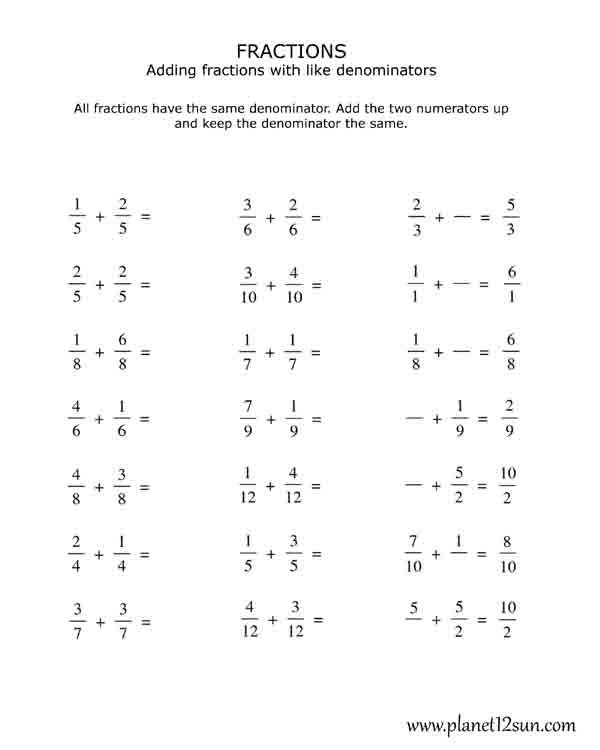 fractions- adding